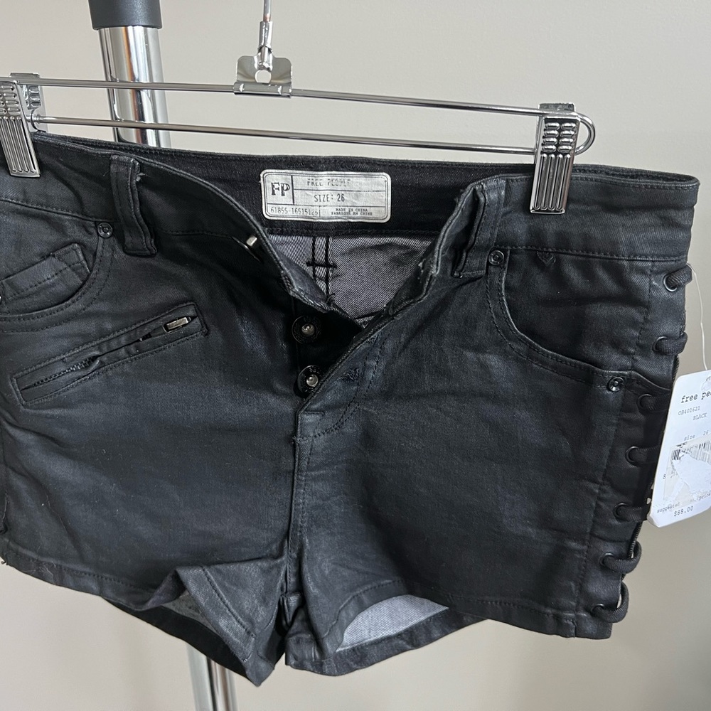 Free people Lone Ranger Coated black shorts